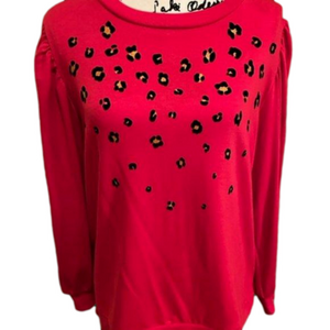 Active USA Leopard Print Red Top Size Medium